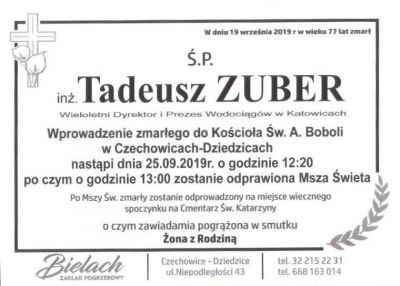 Odszedł Tadeusz Zuber